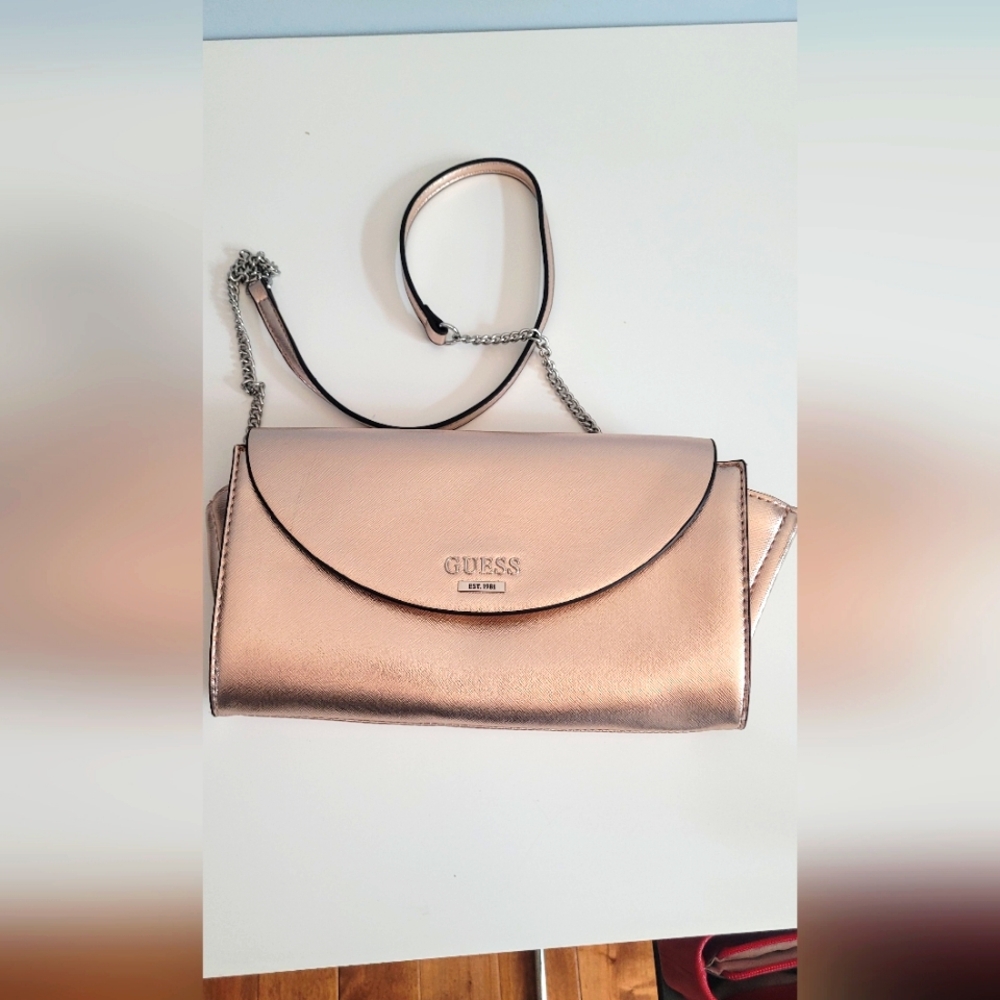 Guess gold cross body clutch purse
